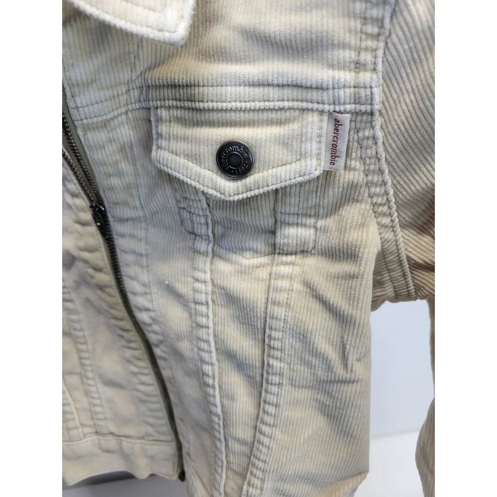 Y2K Abercrombie Fitch Corduroy Trucker‎ Jacket Beige Kids Size M